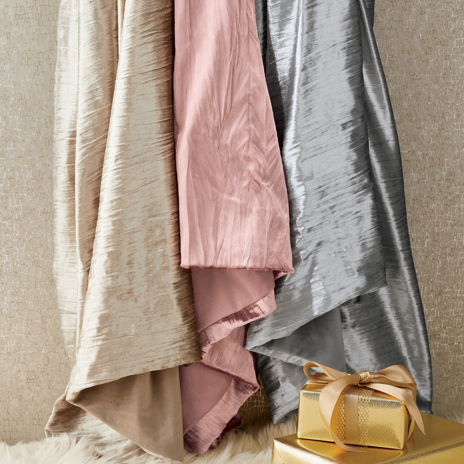 Crushed Velvet Throw, Silver, large