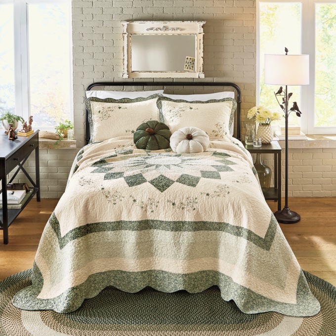 Harper Embroidered Floor-Length Quilt, , large