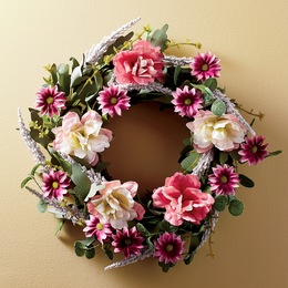 Pink and White Floral Wreath, , large