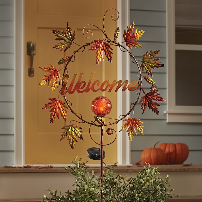 Autumn Solar Welcome Garden Stake Country Door
