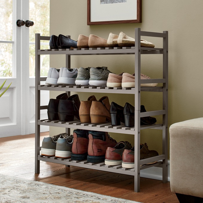 2-Piece Stackable Shoe Rack, Gray, large