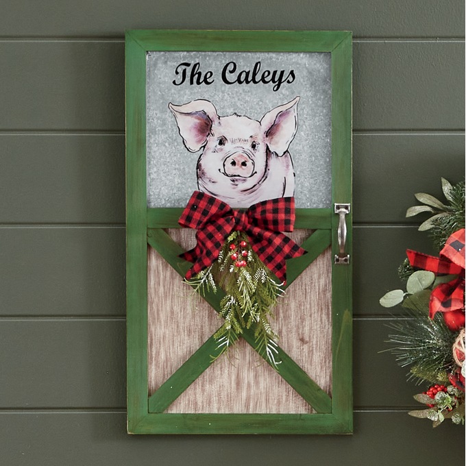 Christmas Pig Barn Door Sign, , large