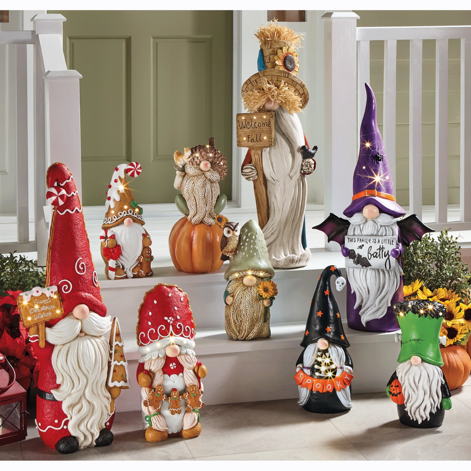 Set of 3 Large Lit Christmas Gnomes | Country Door