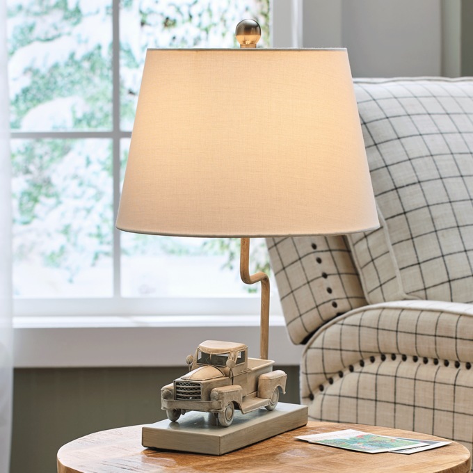 Rustic Truck Table Lamp, Ivory, large