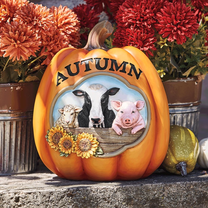 3-D Farm Design Pumpkin, , large