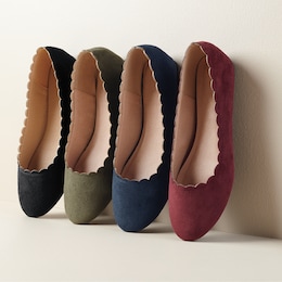 Scalloped Faux-Suede Flat for Women, , large