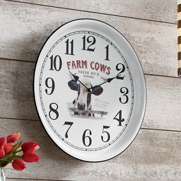 Farm Cows Enamel Plate Wall Clock, , large