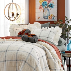 Plaid Ruffle Sham, , large