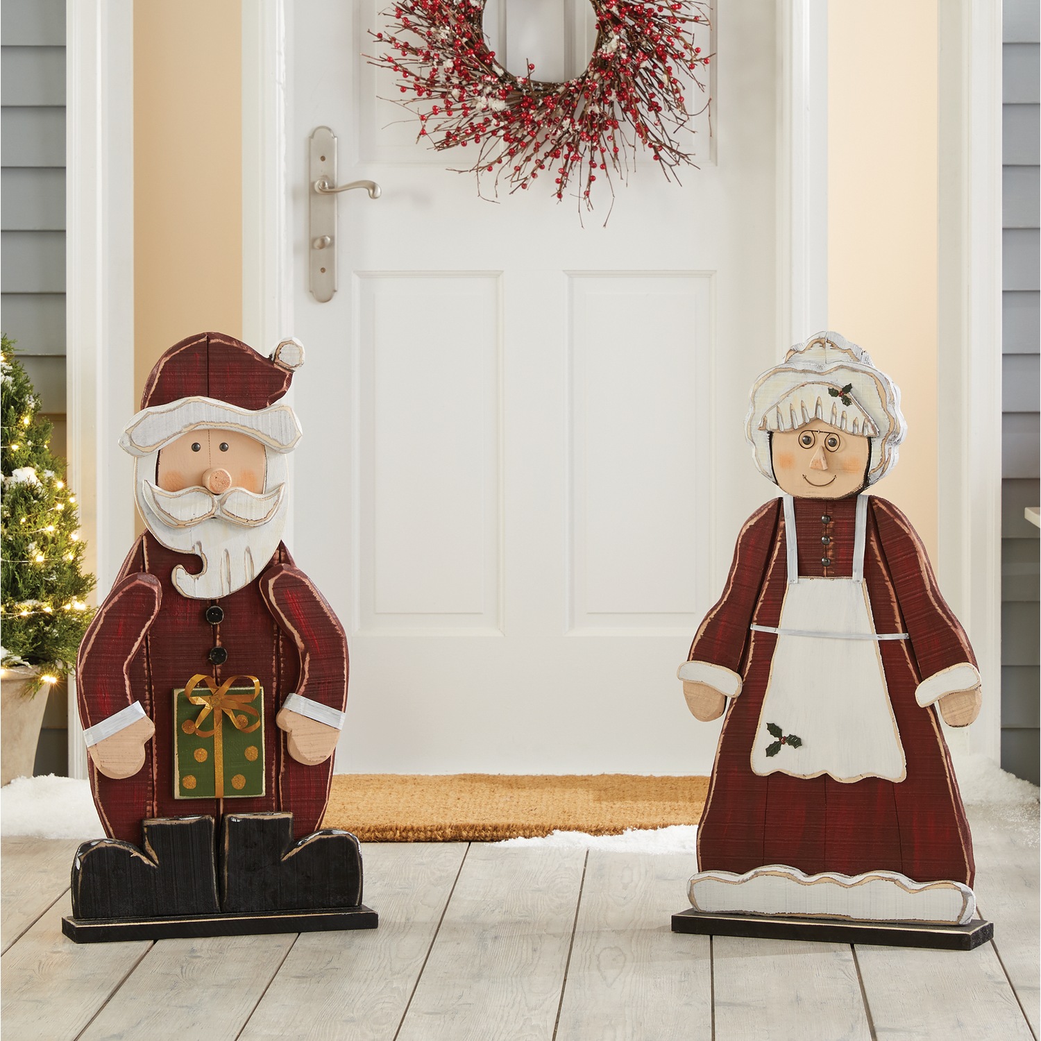 Chunky Wood Cutouts Mr And Mrs Claus Country Door