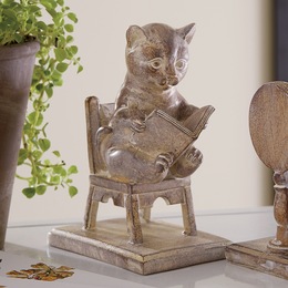 Scholarly Reading Cat Figurine, , large