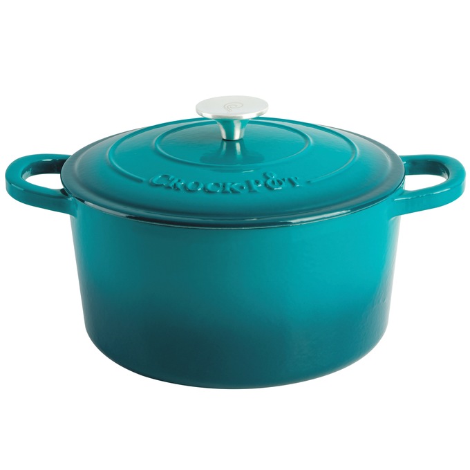 Crock Pot Artisan 5-qt. Enameled Cast Iron Dutch Oven with Lid, Teal Ombre, large