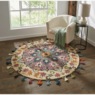 Bright Round Rug with Tassel Trim, , large