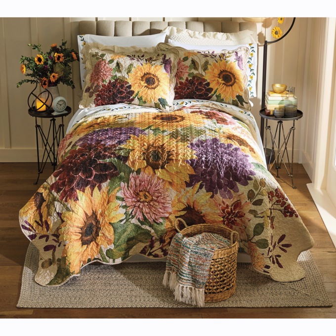 Mara Sunflower Oversized Quilt and Sham, , large