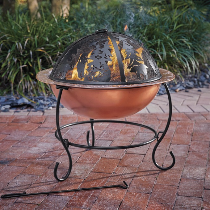Bears in the Woods Laser-Cut Firepit, Black, large
