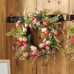 Pink Tulip Wreath, , large