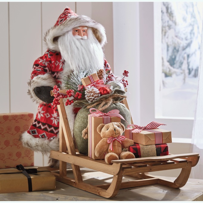 Nordic Santa on Sleigh Figurine, , large