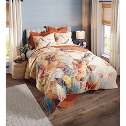 Autumnal Birds Oversized Quilt and Sham, , large