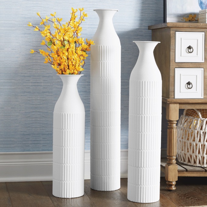 Set of 3 Tall Textured Vases, , large