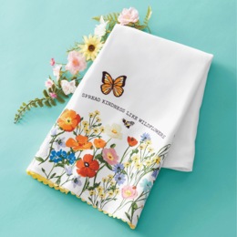 Wildflower Embroidered Kitchen Towel, , large