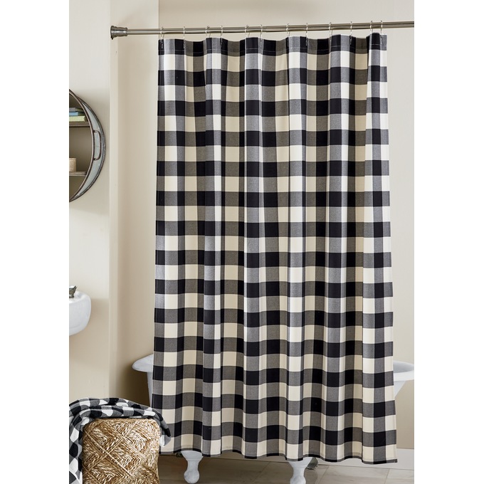 Buffalo Check Shower Curtain, Black, large