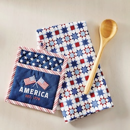 Americana Potholder Towel Set, , large