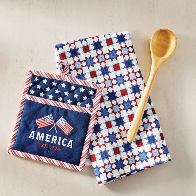 Americana Potholder Towel Set, , large