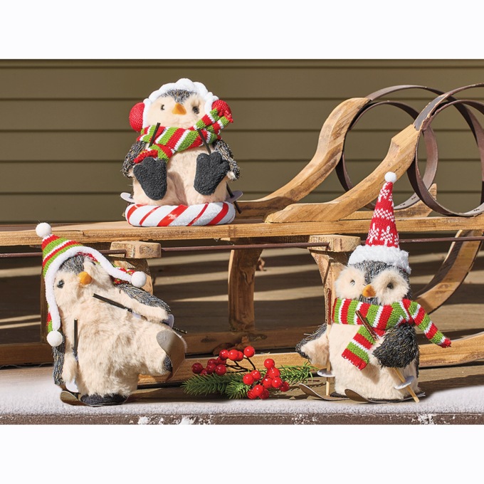 Set of 3 Sisal Playing Penguins, , large