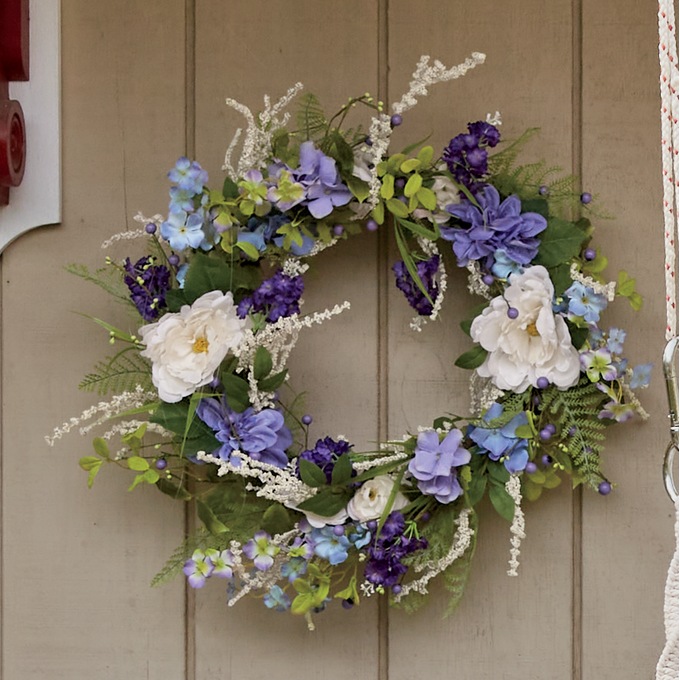 Purple and White Floral Wreath, , large