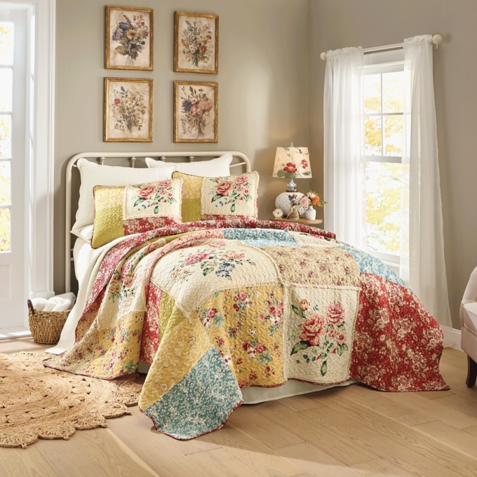 Lennon Floral Patchwork Quilted Standard Sham, Multi, large