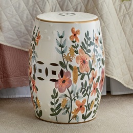 Floral Ceramic Stool, , large