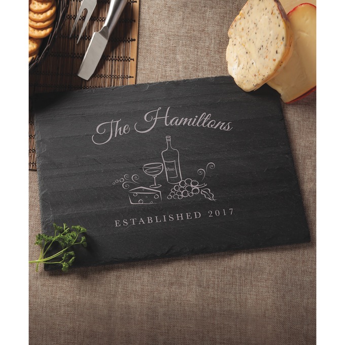 Wine & Cheese Personalized Slate Cheese Board, , large