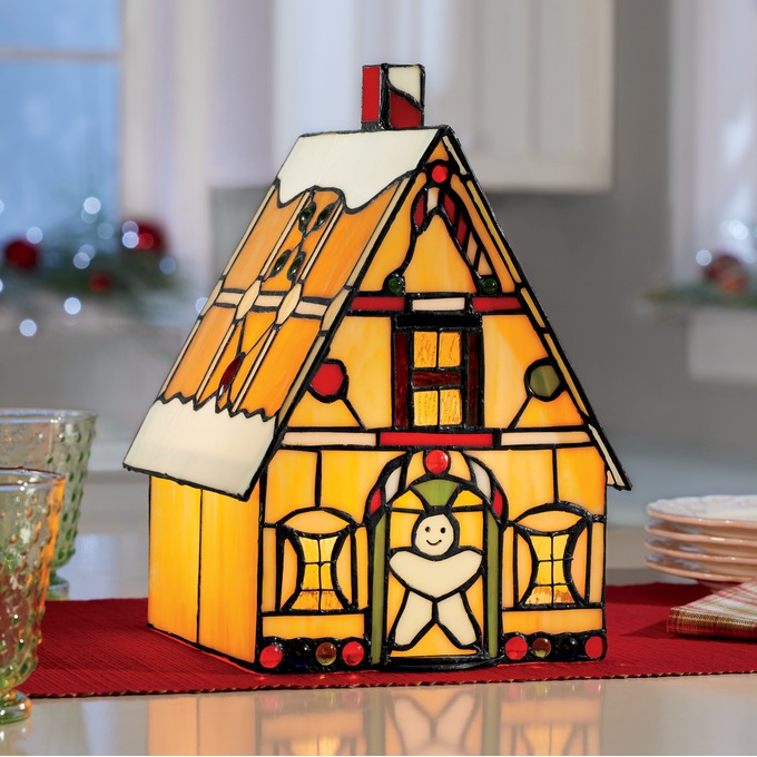 Lit Stained Gl Gingerbread House Country Door Lit Stained Gl Gingerbread House