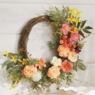 Peony and Forsythia Half-Wreath, , large