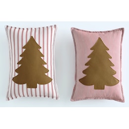 Set of 2 Christmas Tree Appliqu&eacute; Accent Pillows, , large