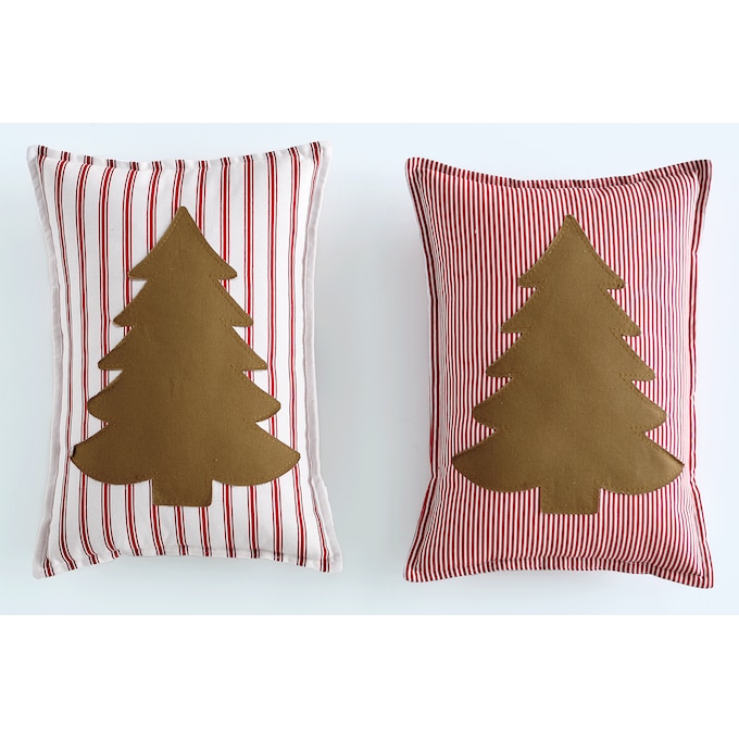 Set of 2 Christmas Tree Appliqu&eacute; Accent Pillows, Multi, large