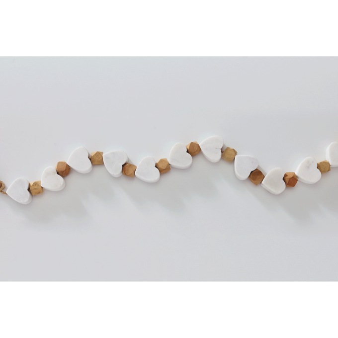 Marble Heart and Wood Bead Garland, , large