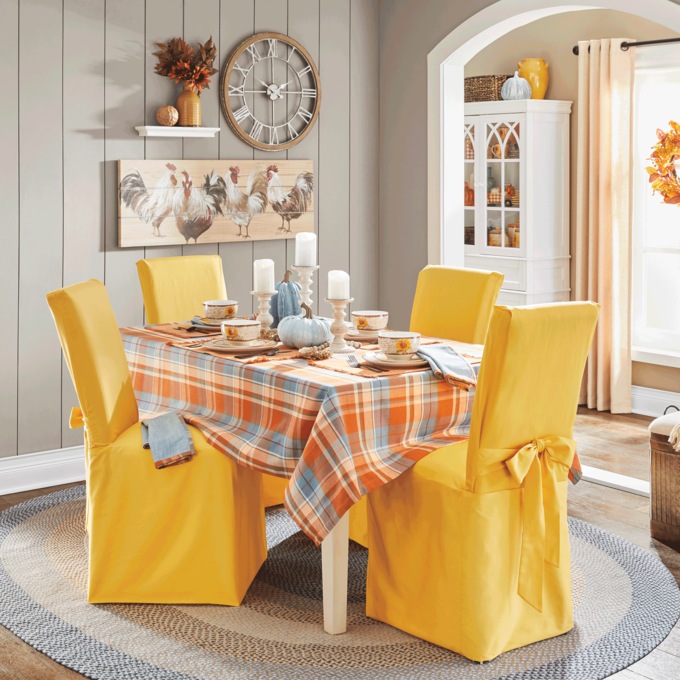 Orange Plaid Tablecloth, , large