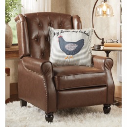 Tufted Faux-Leather Recliner, , large
