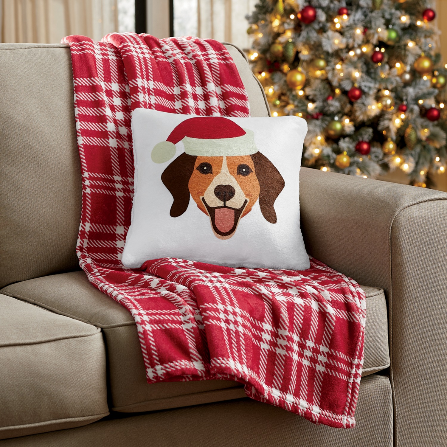Novelty Plush Throw and Pillow Set Country Door