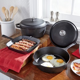 5-Piece Cast Iron Cookware Set, , large