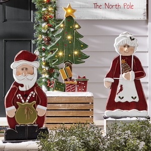 Chunky Wood Cutouts Mr. or Mrs. Claus, , large