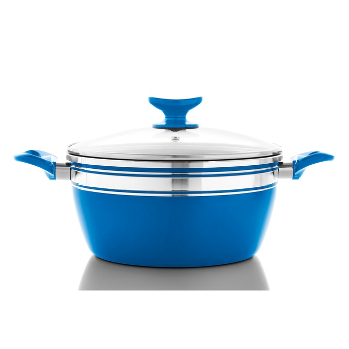 Chef Tested 8-Piece Ceramic Banded Cookware Set by Wards, Blue, large