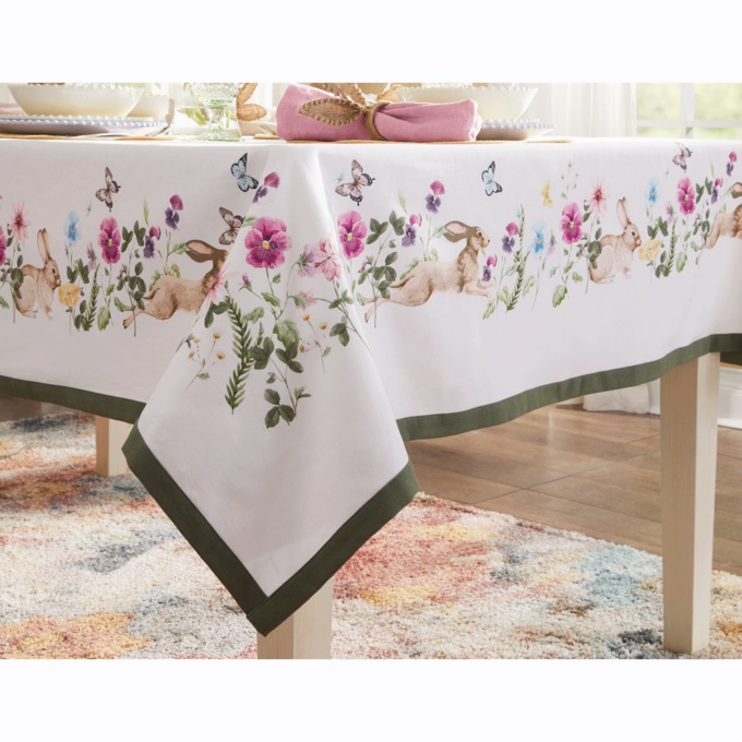 Blooms And Bunnies Tablecloth, , large