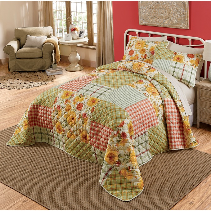 Sunflower Gingham Sham, , large