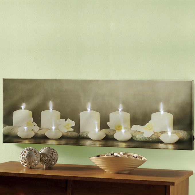 Lighted Candle Canvas Wall Art Country Door