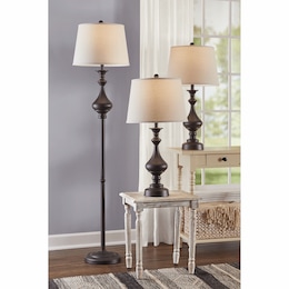 Set of 3 Madison Bronze-Finish Lamps, , large