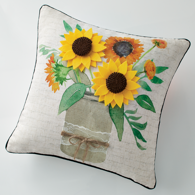 Sunflower Mason Jar Pillow Cover, , large
