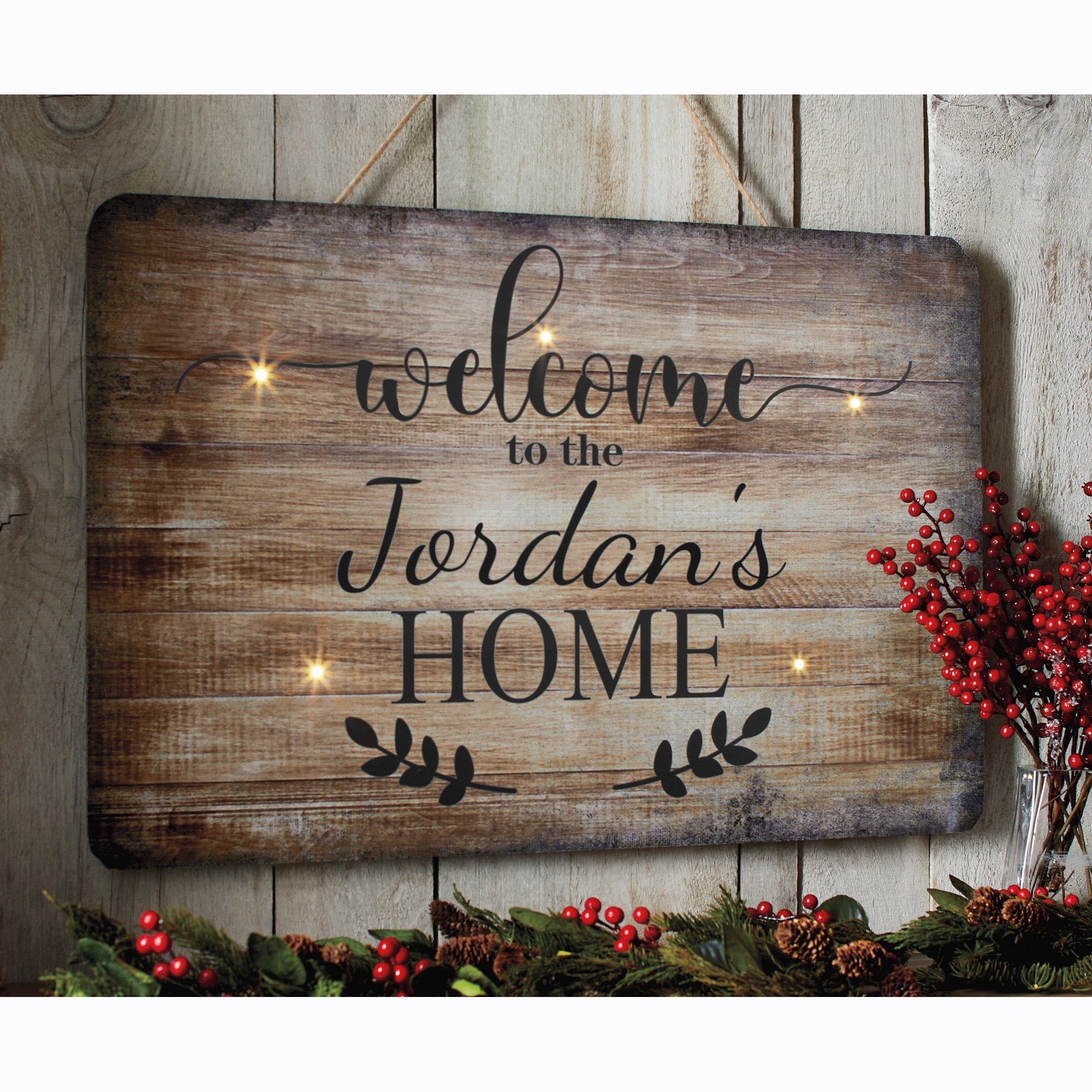 Lit Personalized Welcome Home Wall Plaque, , large