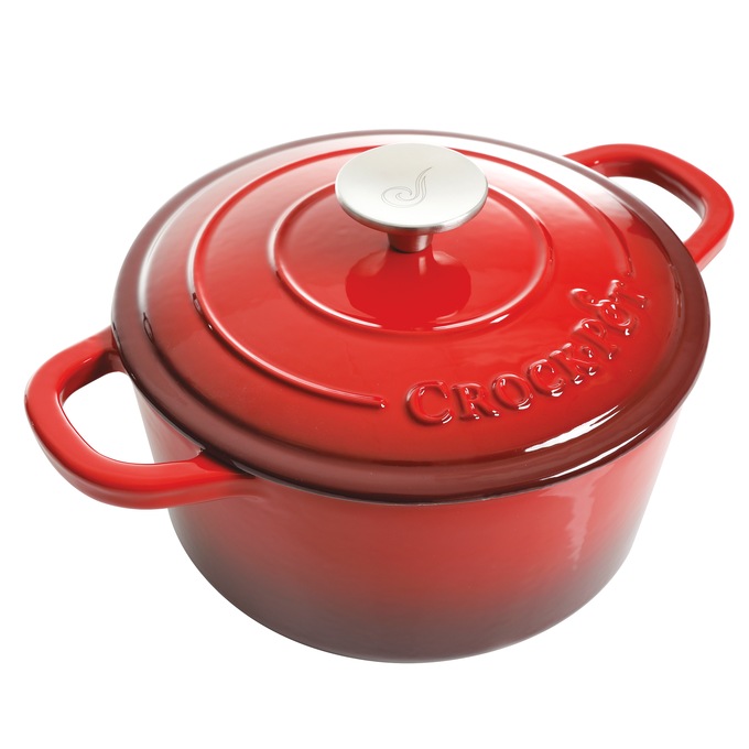 Crock Pot Artisan 3-qt. Enameled Cast Iron Dutch Oven with Lid, Gradient Red, large