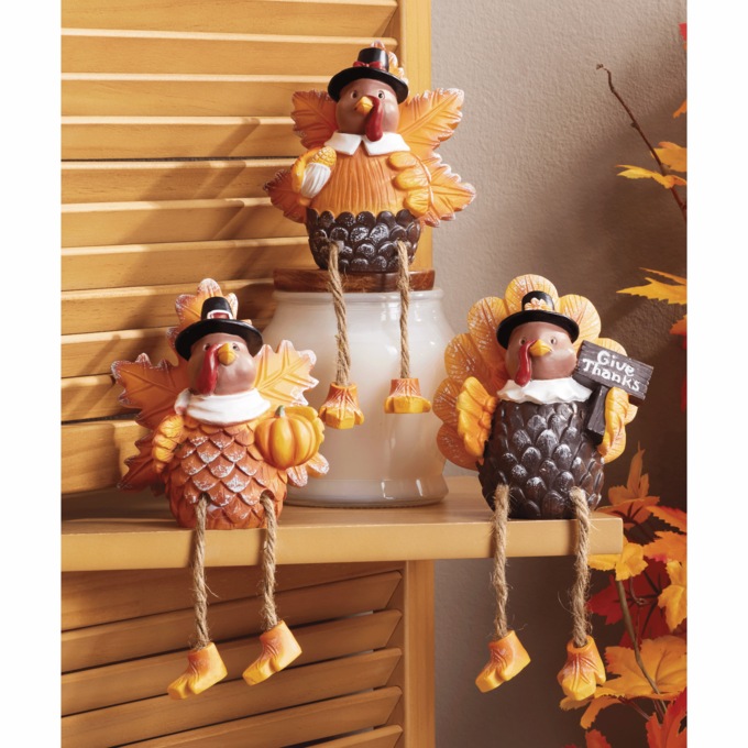 Set of 3 Turkey Shelf Sitters, , large